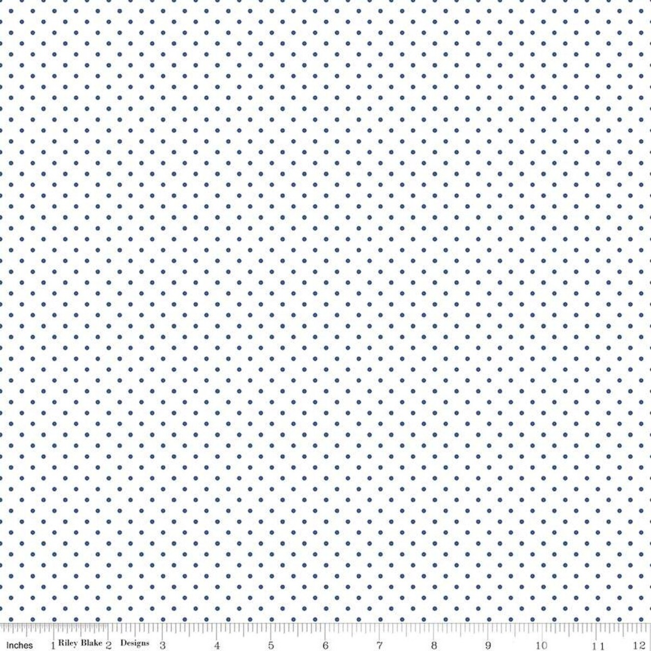 Fabric Riley Blake Basics Denim Swiss Dot on White by the Quarter Yard C660-DENIM